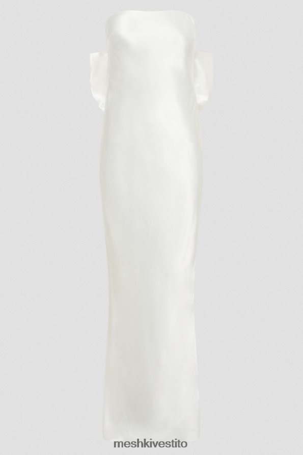 Meshki maxi abito in raso con fiocco sul retro di Rochelle vestiario bianco 6L048P195
