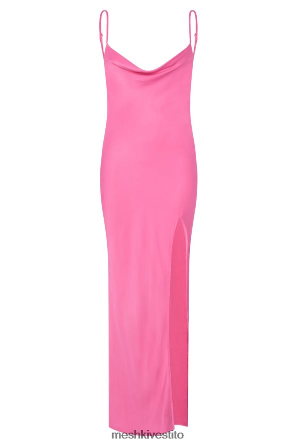 Meshki maxi abito senza schienale in giada con collo ad anello vestiario rosa 6L048P151