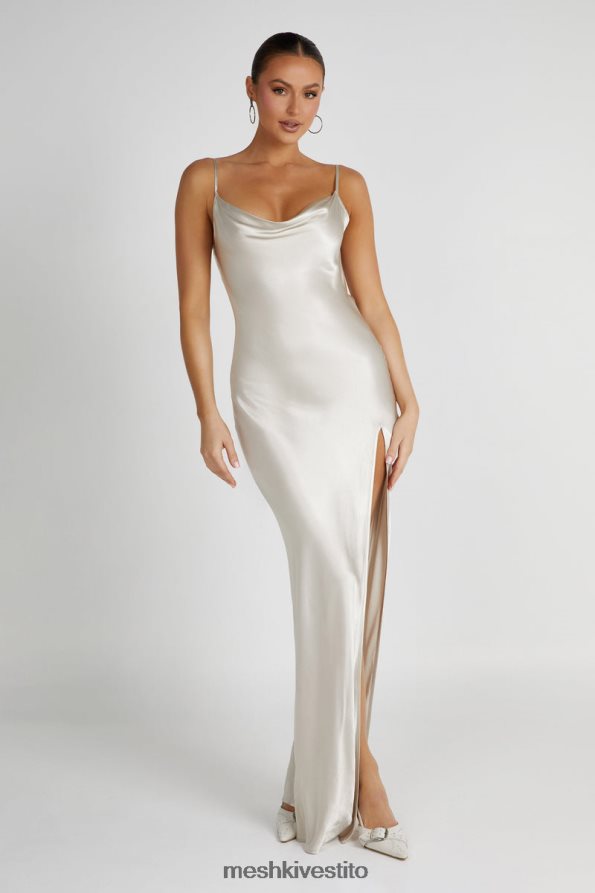 Meshki maxi abito senza schienale in giada con collo ad anello vestiario sabbia 6L048P193