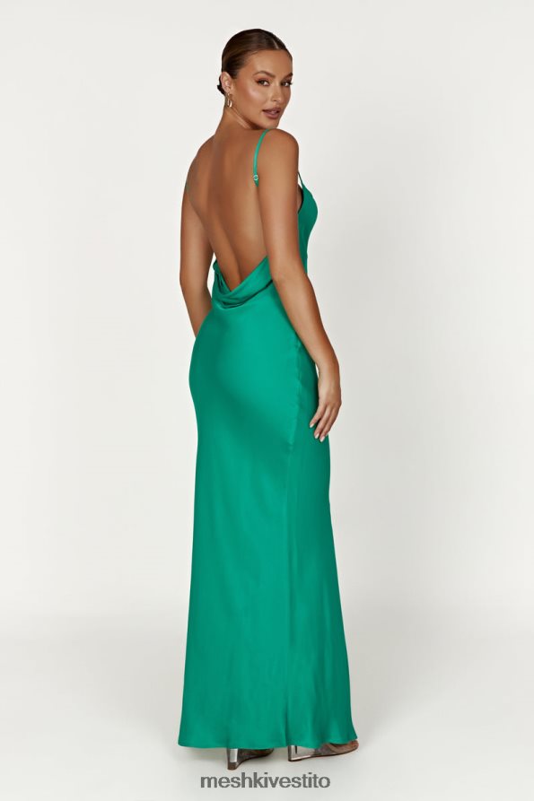 Meshki maxi abito senza schienale in giada con collo ad anello vestiario verde 6L048P264