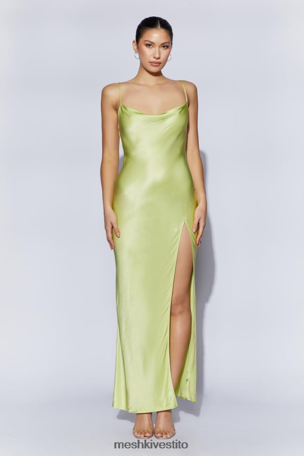 Meshki maxi abito senza schienale in giada con collo ad anello vestiario verde pistacchio 6L048P314