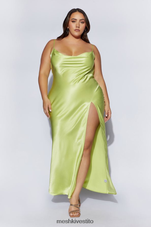 Meshki maxi abito senza schienale in giada con collo ad anello vestiario verde pistacchio 6L048P314