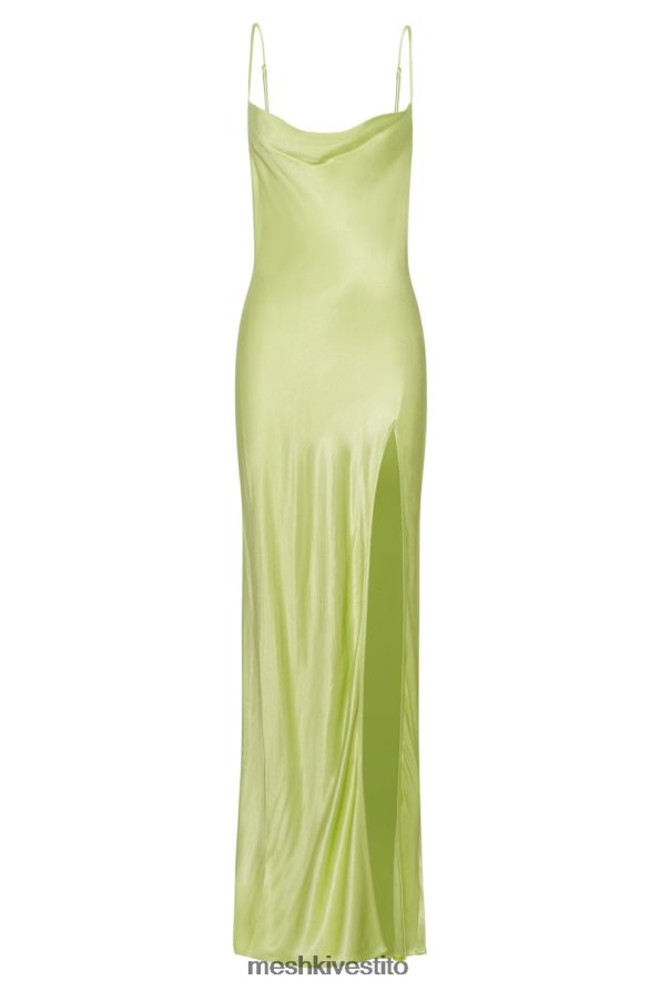 Meshki maxi abito senza schienale in giada con collo ad anello vestiario verde pistacchio 6L048P314