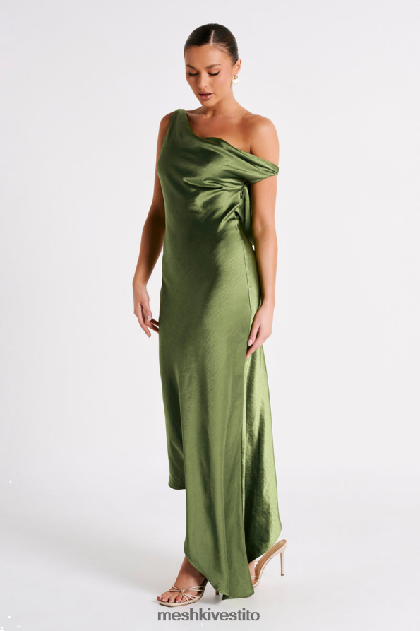 Meshki maxi abito slip yvette con orlo asimmetrico vestiario Smeraldo 6L048P45