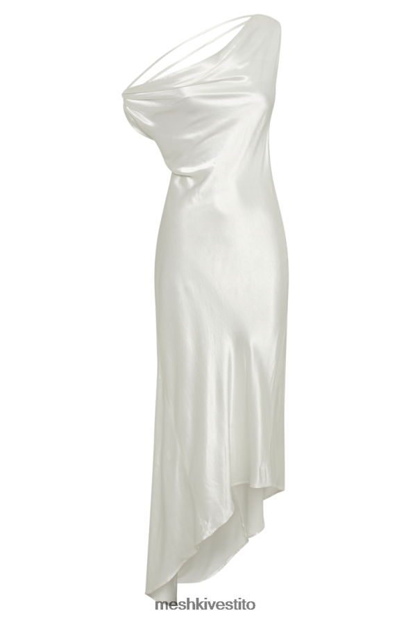 Meshki maxi abito slip yvette con orlo asimmetrico vestiario bianco 6L048P125