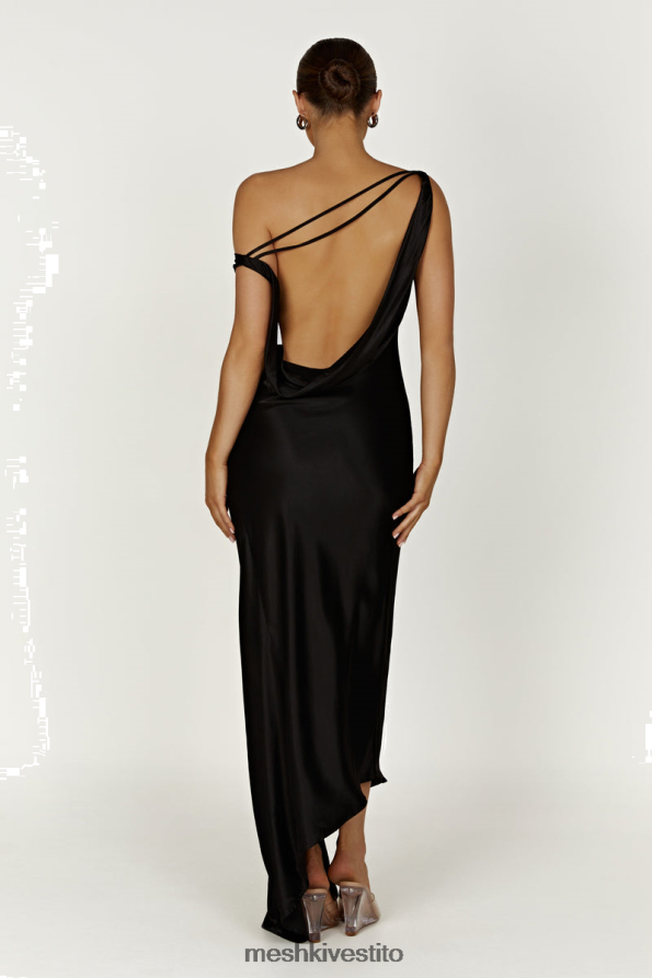 Meshki maxi abito slip yvette con orlo asimmetrico vestiario nero 6L048P169