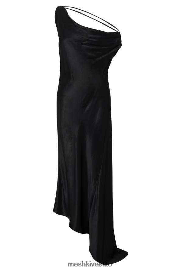 Meshki maxi abito slip yvette con orlo asimmetrico vestiario nero 6L048P169