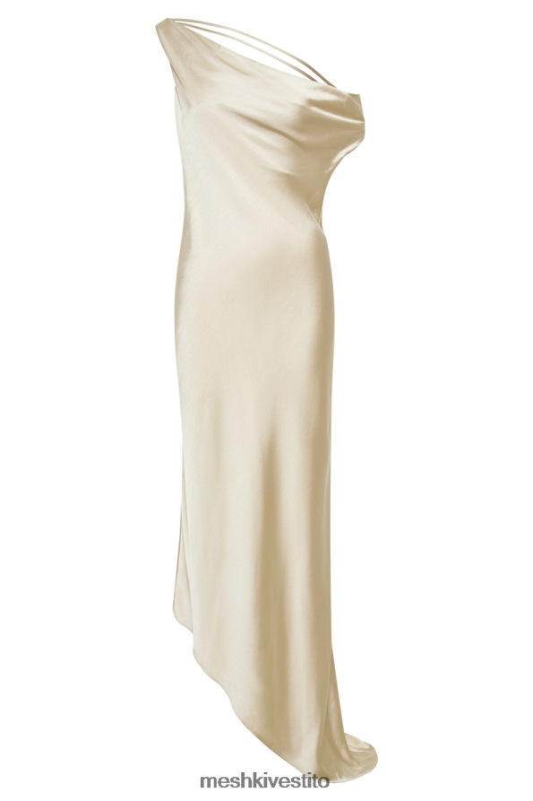Meshki maxi abito slip yvette con orlo asimmetrico vestiario oro 6L048P49