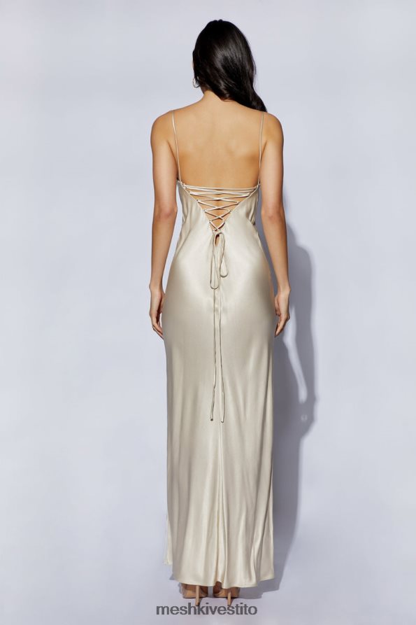 Meshki maxi abito sottoveste cora con allacciatura sul retro vestiario Champagne 6L048P661