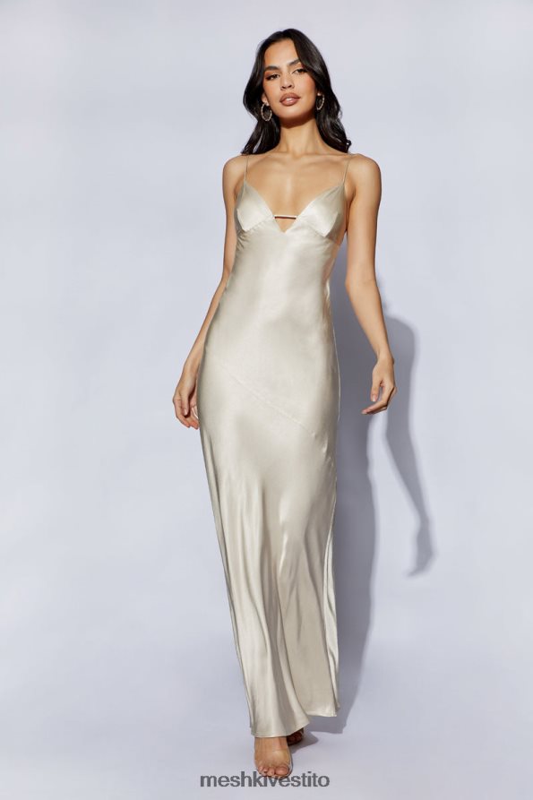 Meshki maxi abito sottoveste cora con allacciatura sul retro vestiario Champagne 6L048P661