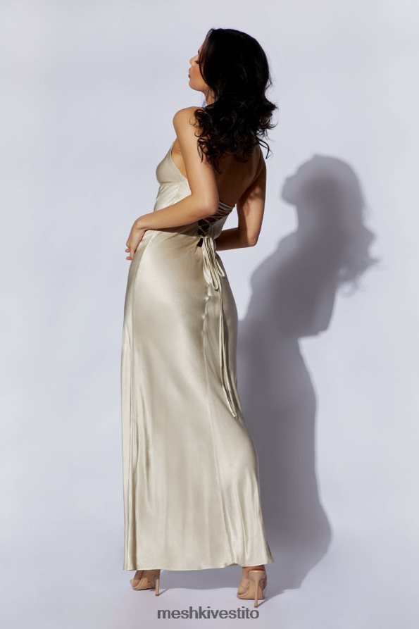 Meshki maxi abito sottoveste cora con allacciatura sul retro vestiario Champagne 6L048P661