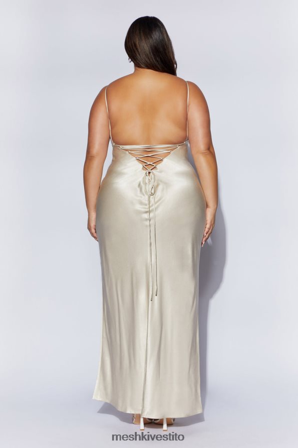 Meshki maxi abito sottoveste cora con allacciatura sul retro vestiario Champagne 6L048P661
