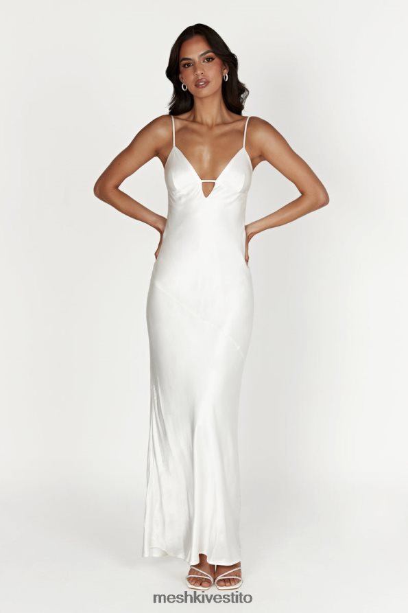 Meshki maxi abito sottoveste cora con allacciatura sul retro vestiario bianco 6L048P711