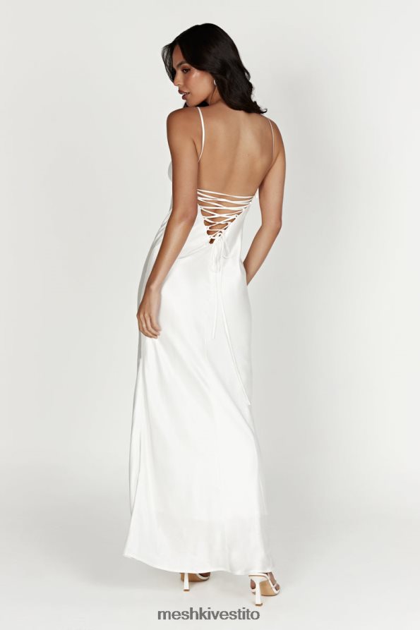 Meshki maxi abito sottoveste cora con allacciatura sul retro vestiario bianco 6L048P711