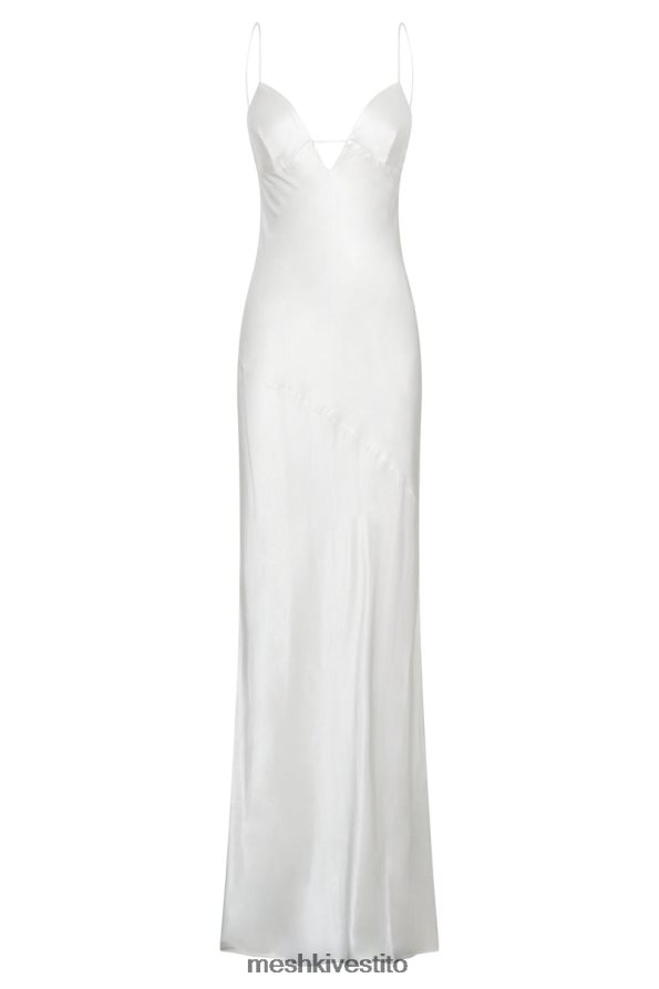 Meshki maxi abito sottoveste cora con allacciatura sul retro vestiario bianco 6L048P711