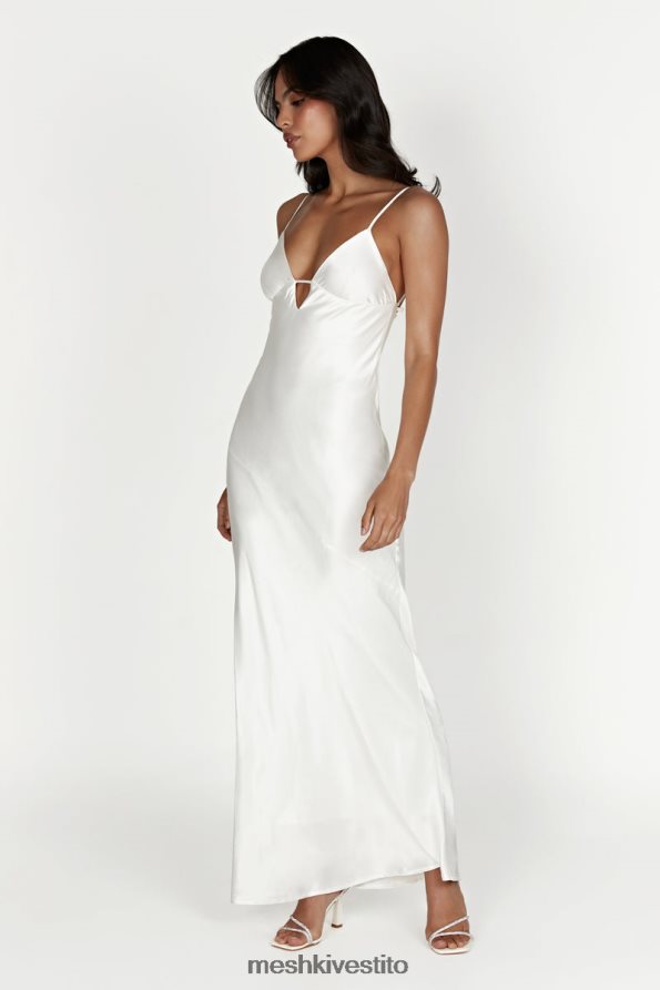 Meshki maxi abito sottoveste cora con allacciatura sul retro vestiario bianco 6L048P711
