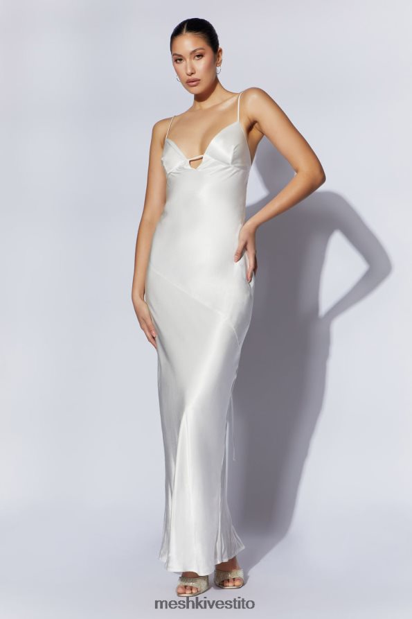 Meshki maxi abito sottoveste cora con allacciatura sul retro vestiario bianco 6L048P711