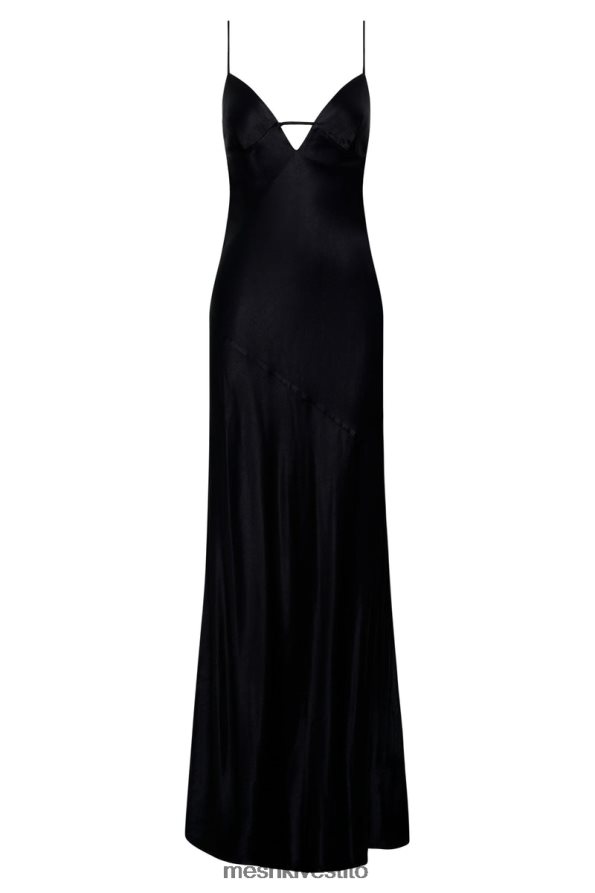 Meshki maxi abito sottoveste cora con allacciatura sul retro vestiario nero 6L048P709