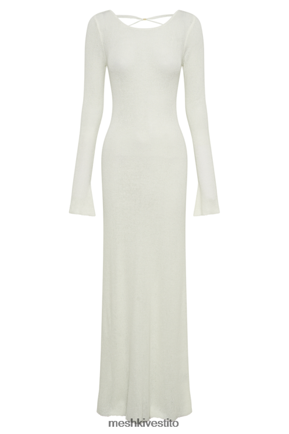 Meshki talia maxi abito in maglia con schiena scoperta vestiario avorio 6L048P166