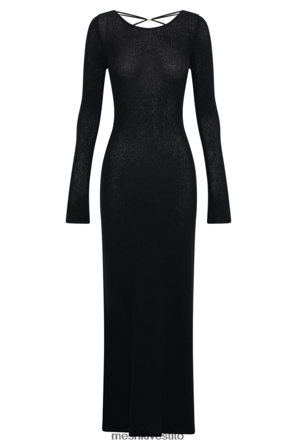 Meshki talia maxi abito in maglia con schiena scoperta vestiario nero 6L048P276