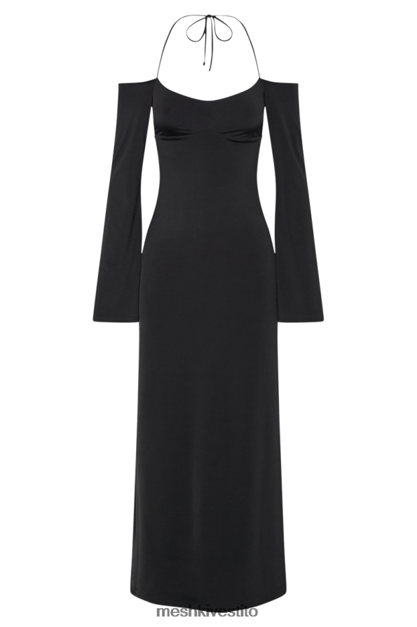 Meshki vestito lungo tia attillato con spalle scoperte vestiario nero 6L048P89