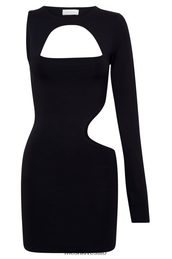 Meshki Mini abito Kat monospalla con cut-out vestiario nero 6L048P717