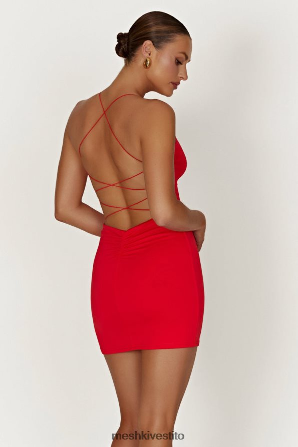 Meshki Mini abito Sabine con schiena scoperta in nylon riciclato vestiario rosso 6L048P148