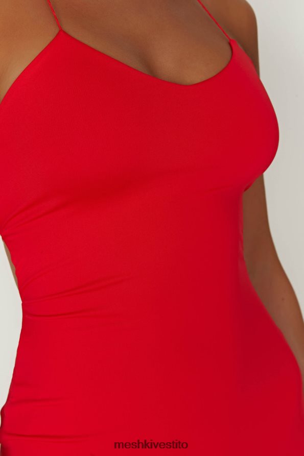 Meshki Mini abito Sabine con schiena scoperta in nylon riciclato vestiario rosso 6L048P148