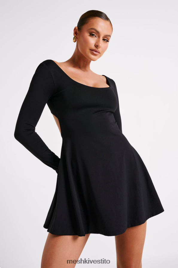 Meshki Mini abito a maniche lunghe in nylon riciclato Renee vestiario nero 6L048P78