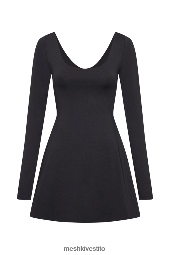 Meshki Mini abito a maniche lunghe in nylon riciclato Renee vestiario nero 6L048P78