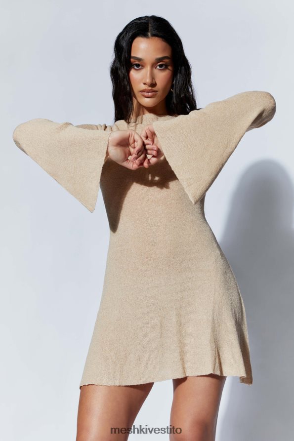 Meshki Mini abito in maglia Zahra a maniche lunghe con schiena scoperta vestiario grano 6L048P106