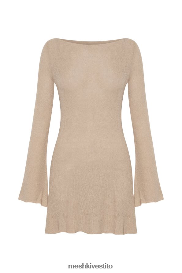 Meshki Mini abito in maglia Zahra a maniche lunghe con schiena scoperta vestiario grano 6L048P106