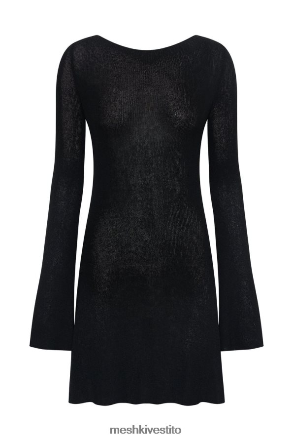 Meshki Mini abito in maglia Zahra a maniche lunghe con schiena scoperta vestiario nero 6L048P175