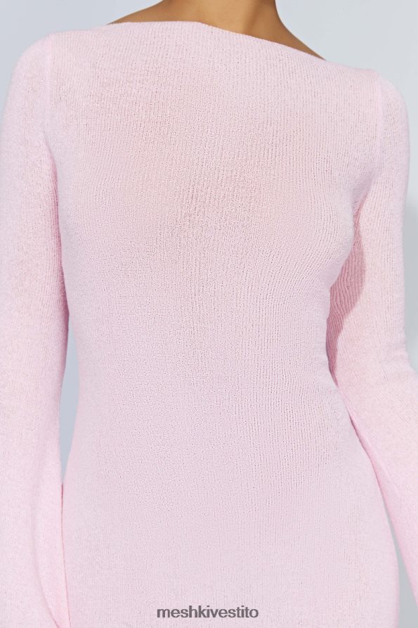 Meshki Mini abito in maglia Zahra a maniche lunghe con schiena scoperta vestiario rosa cipria 6L048P248