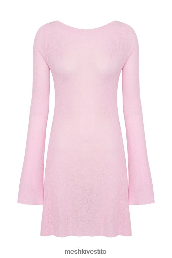 Meshki Mini abito in maglia Zahra a maniche lunghe con schiena scoperta vestiario rosa cipria 6L048P248