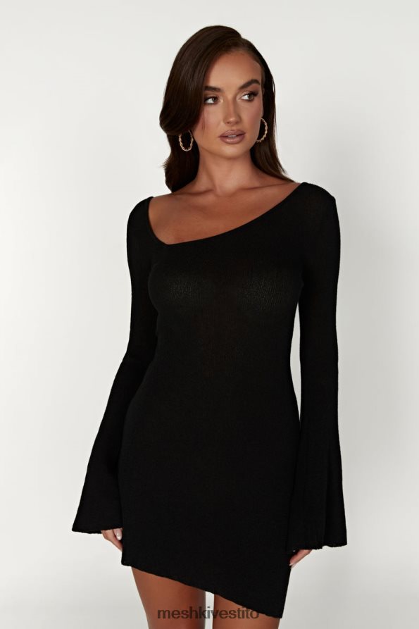 Meshki Mini abito in maglia color brace a mano asciutta vestiario nero 6L048P365