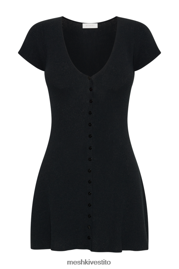 Meshki Mini abito in maglia con bottoni Paula vestiario nero 6L048P23