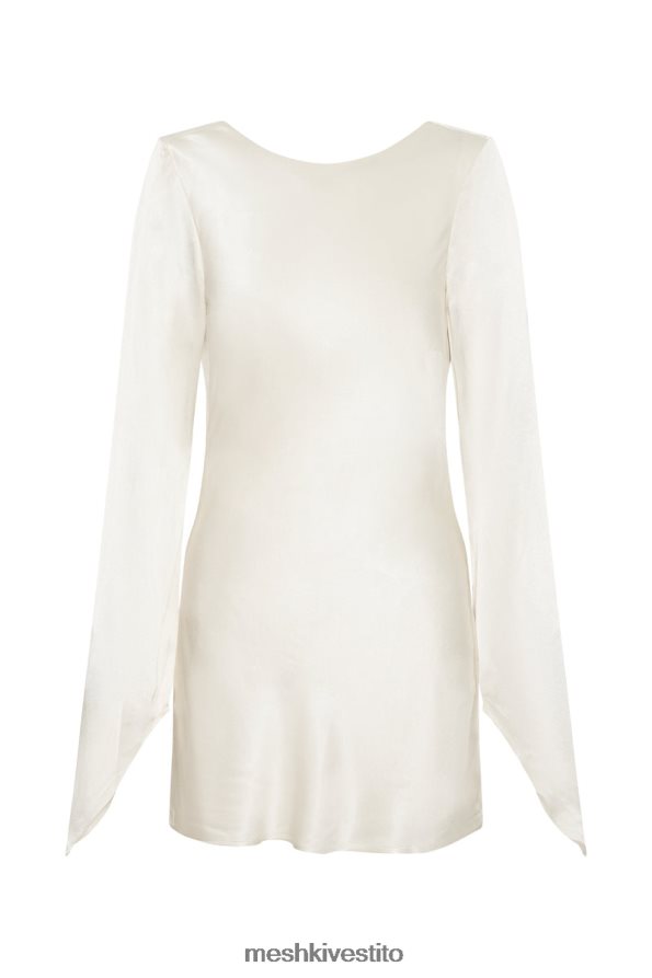 Meshki Miniabito Davina in raso a maniche lunghe vestiario avorio 6L048P183