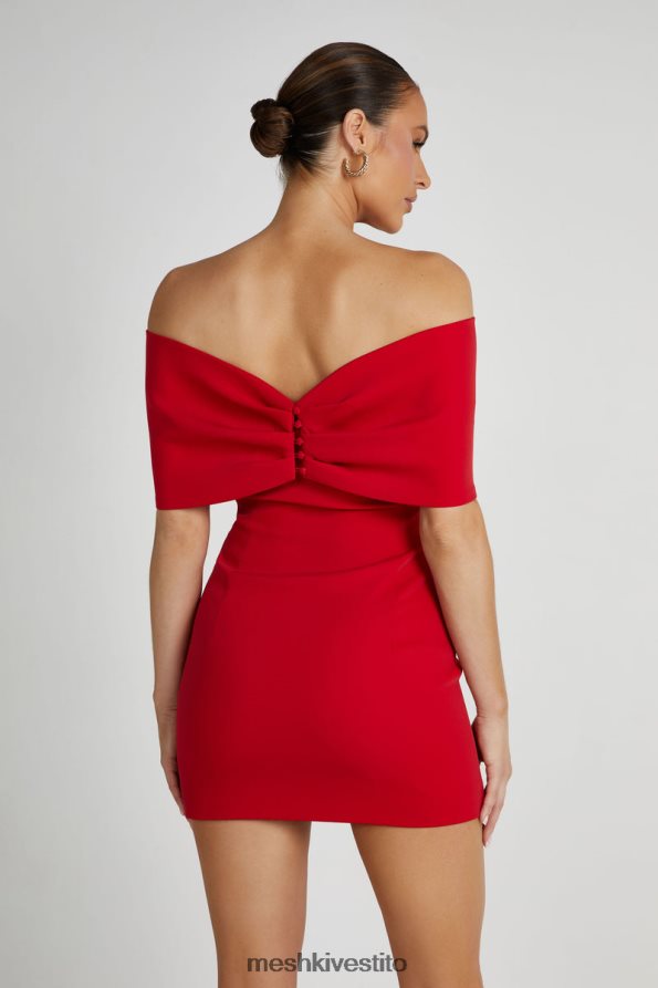 Meshki Miniabito Gwyneth con fiocco e spalle scoperte vestiario rosso 6L048P170