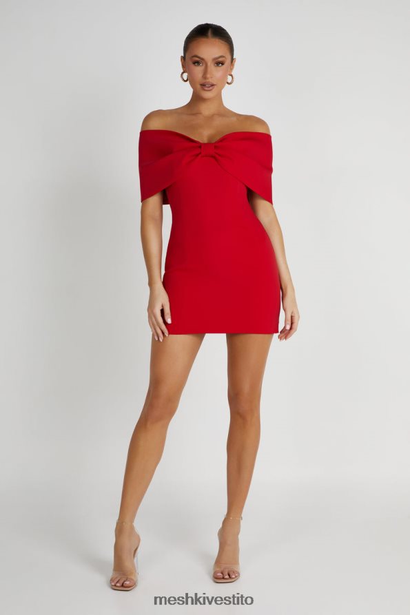 Meshki Miniabito Gwyneth con fiocco e spalle scoperte vestiario rosso 6L048P170