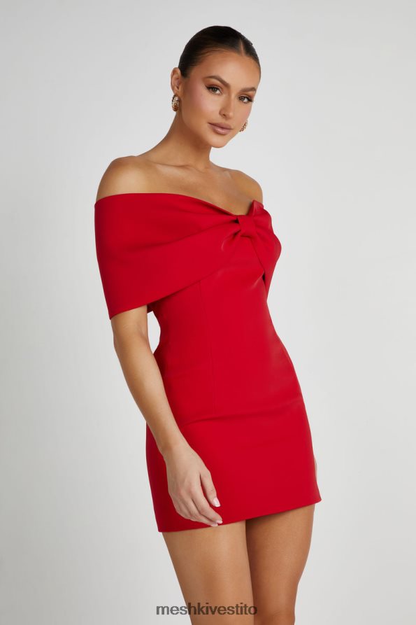 Meshki Miniabito Gwyneth con fiocco e spalle scoperte vestiario rosso 6L048P170