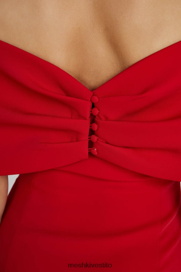 Meshki Miniabito Gwyneth con fiocco e spalle scoperte vestiario rosso 6L048P170