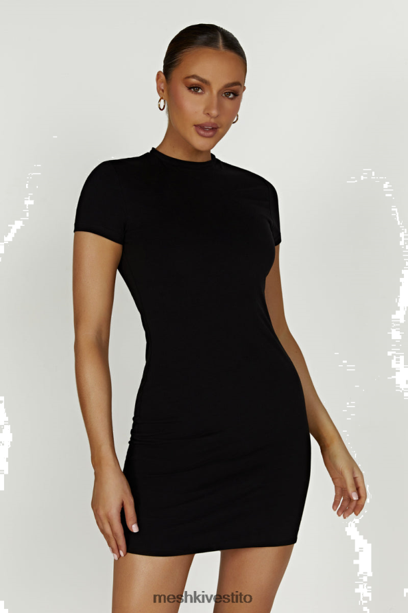 Meshki Miniabito Halston a maniche corte vestiario nero 6L048P149