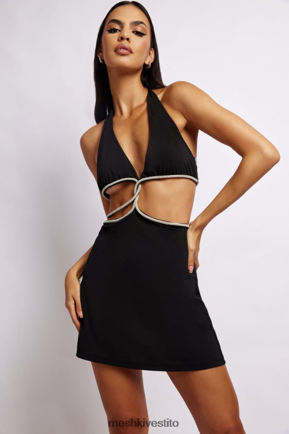 Meshki Miniabito Nicha alla caviglia con ritagli vestiario nero 6L048P302