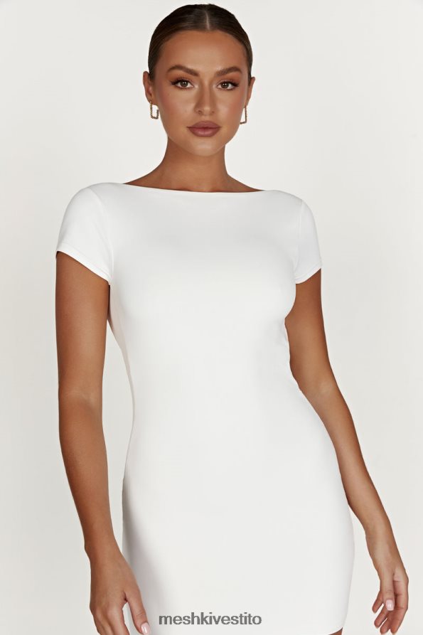 Meshki Miniabito Reyna con schiena scoperta in nylon riciclato vestiario bianco 6L048P420