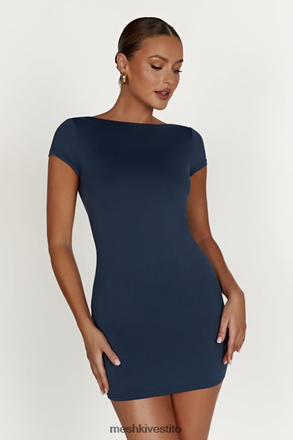 Meshki Miniabito Reyna con schiena scoperta in nylon riciclato vestiario marina di mezzanotte 6L048P494