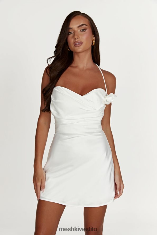 Meshki Miniabito allacciato alla caviglia con rose otillie vestiario bianco 6L048P39