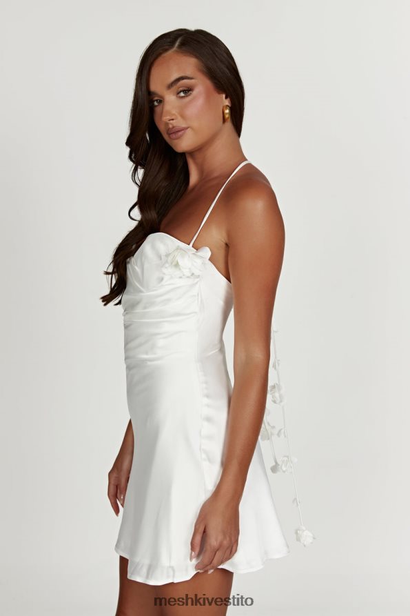 Meshki Miniabito allacciato alla caviglia con rose otillie vestiario bianco 6L048P39