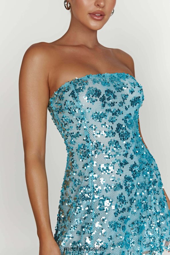 Meshki Miniabito everleigh senza spalline in paillettes vestiario blu polvere 6L048P278