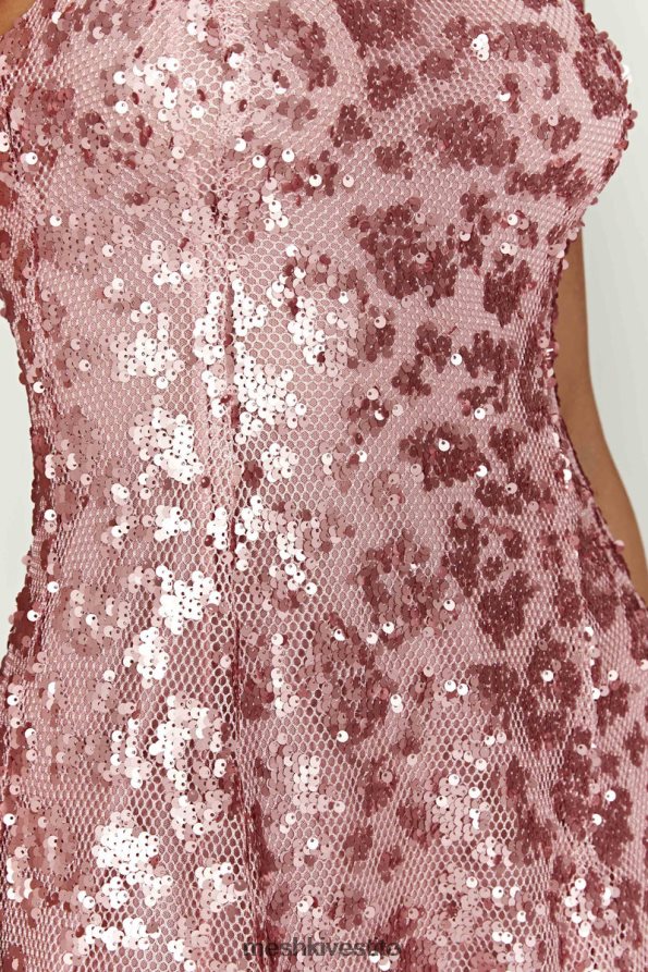 Meshki Miniabito everleigh senza spalline in paillettes vestiario rosa cipria 6L048P557